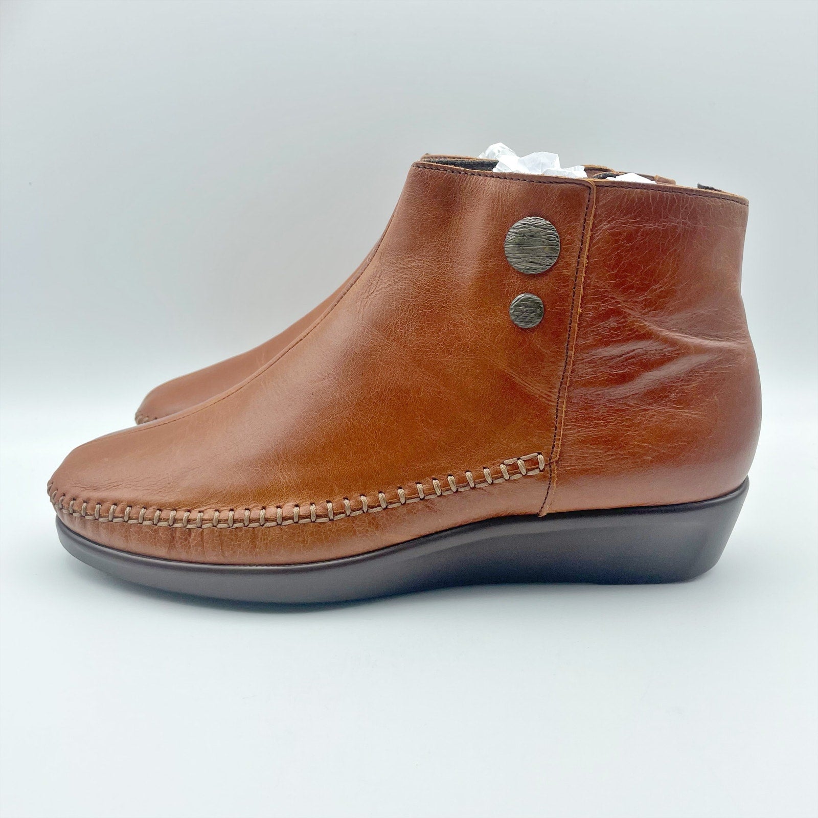 SAS Womens Jade Ankle Booties Size 9 WW EU 39.5 Brown Leather Boots NIB