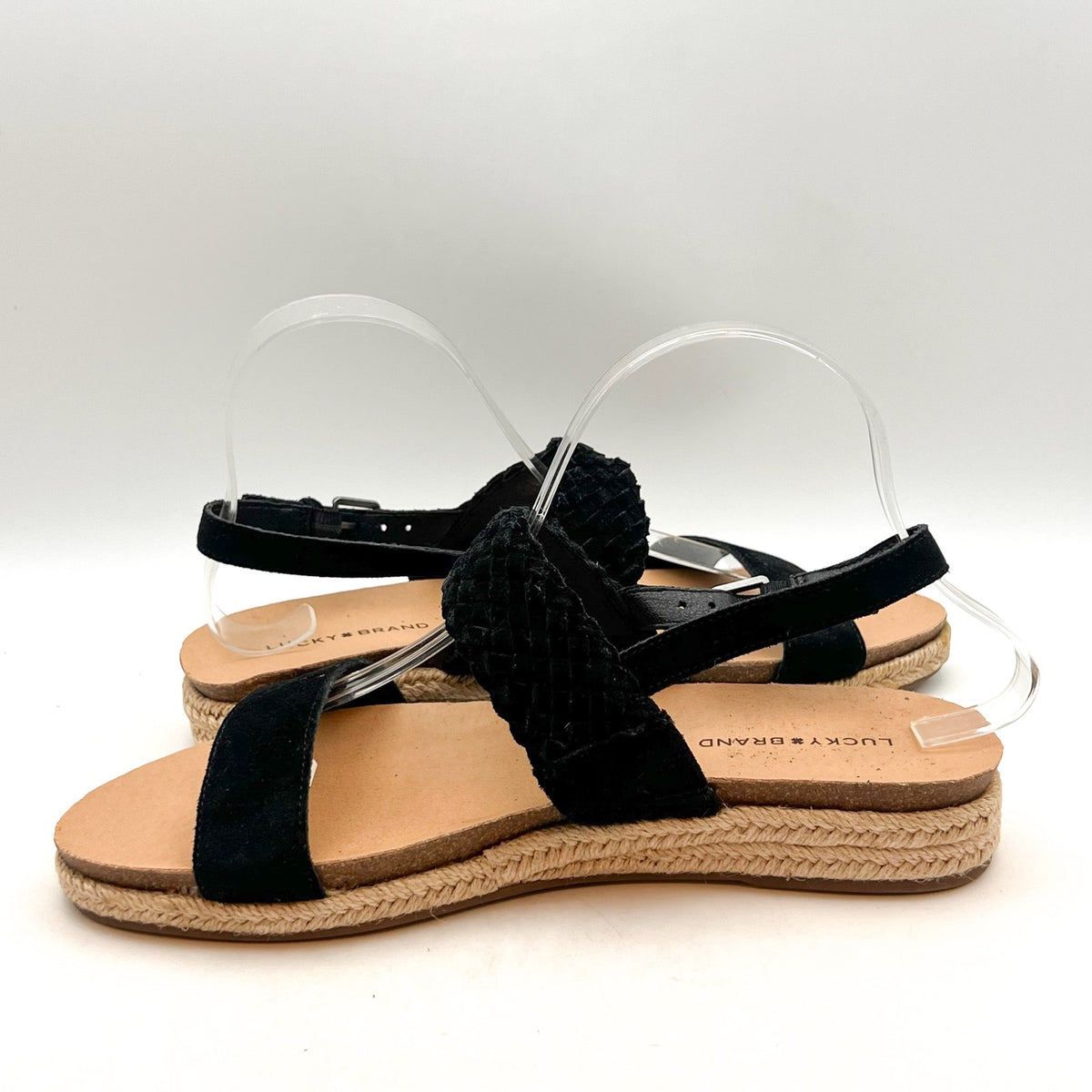 LUCKY BRAND Women's Gloreah Espadrille Flat Sandals Size 8.5M Black NWOB