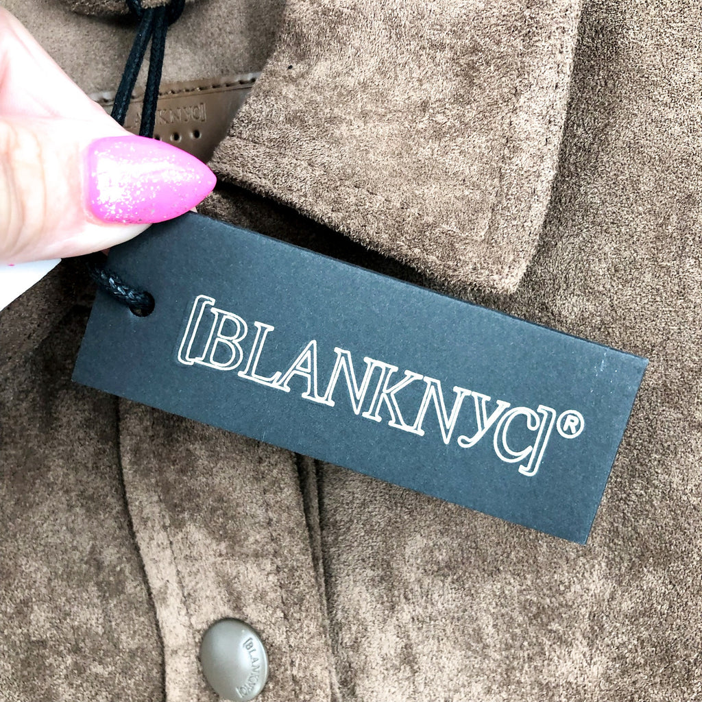 BLANKNYC Women's Faux Suede Fringe Jacket Medium Brown Hot Cocoa Long Sleeve NWT