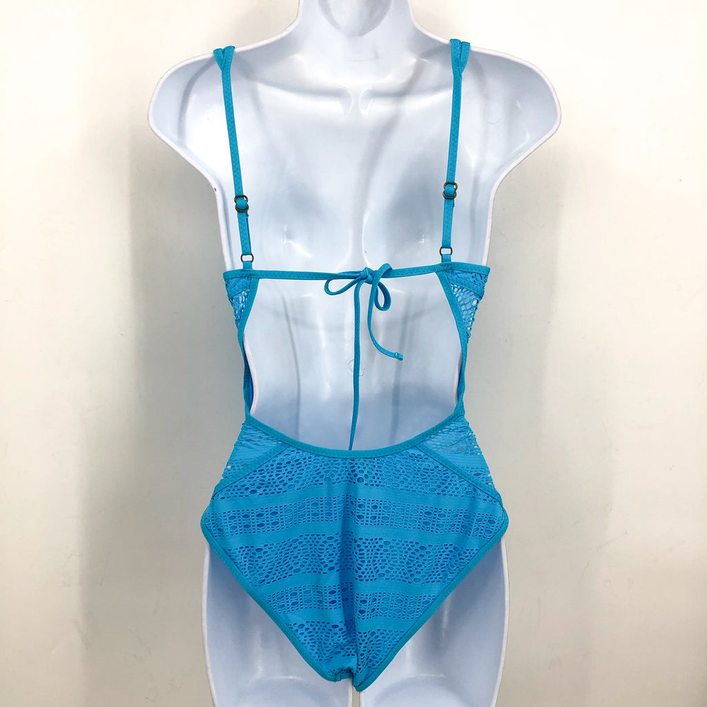 BECCA SWIM Women's Color Play Plunge One Piece Swimsuit XS US 2-4 Blue Seas NWT