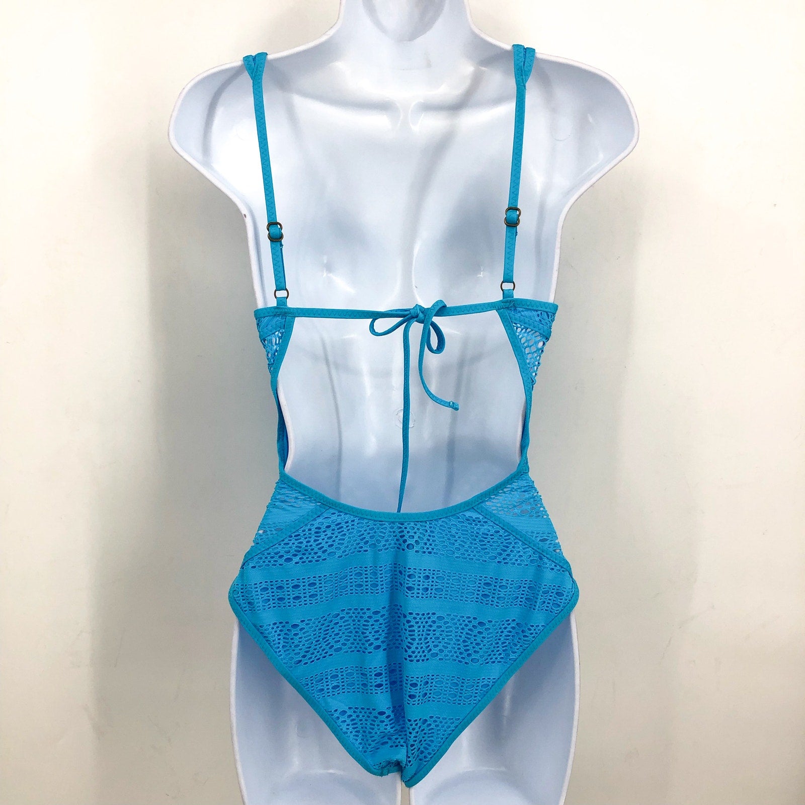 BECCA SWIM Women's Color Play Plunge One Piece Swimsuit XS US 2-4 Blue Seas NWT