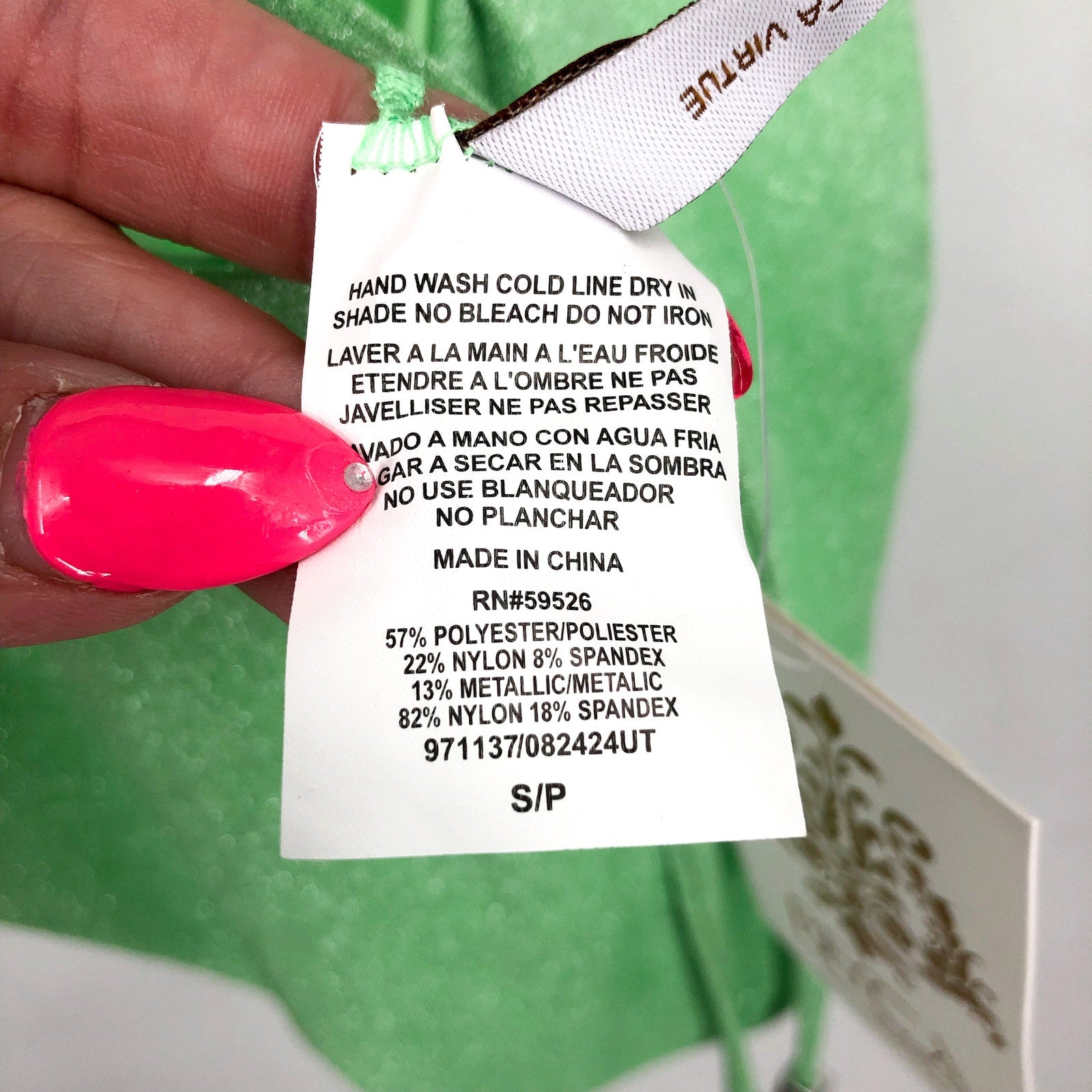 BECCA Glimmer Sparkly One Shoulder One Piece Swimsuit Small Lime Green NWT