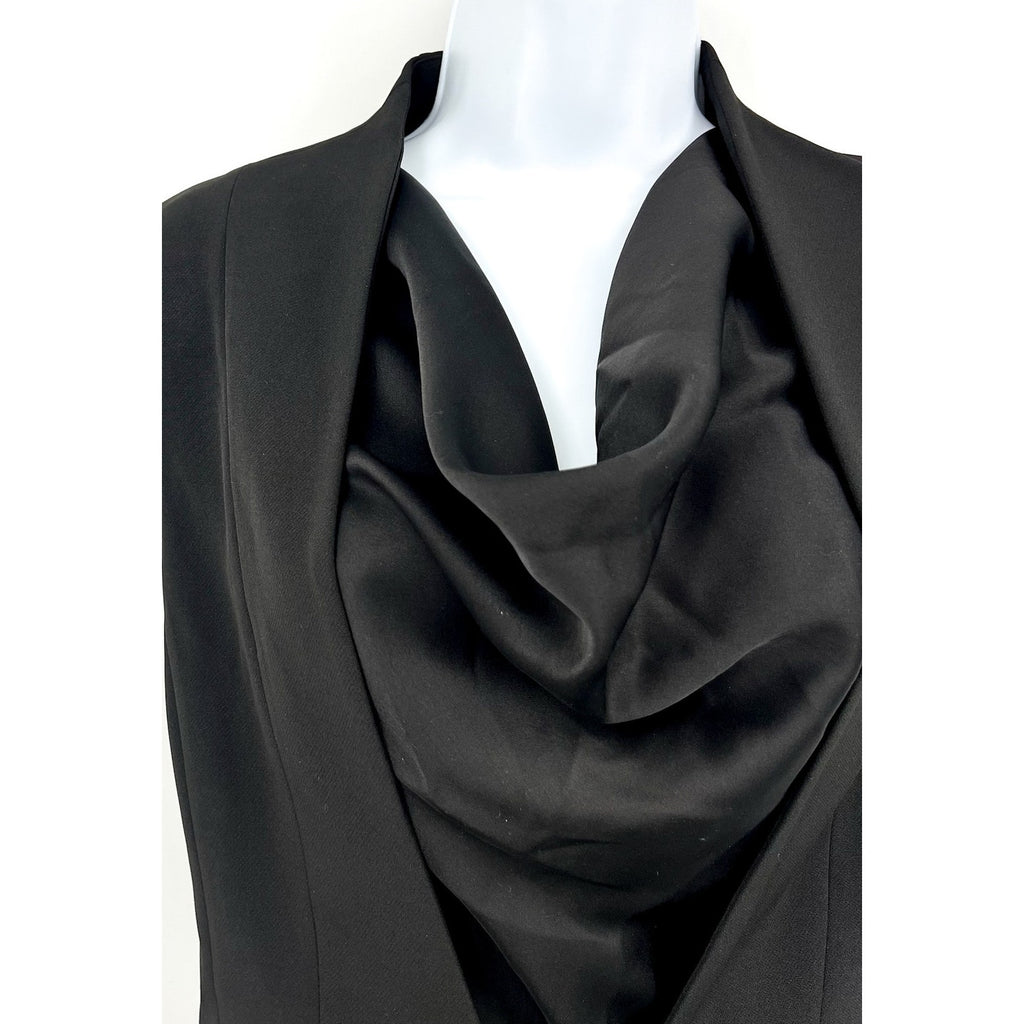 HALSTON Women's Jacklyn Dress In Crepe & Satin Size 2 Black Sleeveless NWT