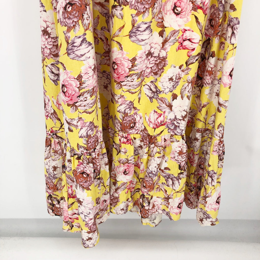 BARDOT Womens Labella Midi Dress US 2 XS Tropical Yellow Floral-Print Halter NWT