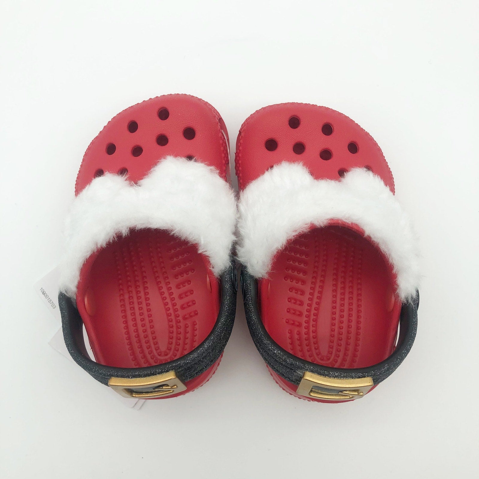 Crocs Baby Santa Classic Clogs Infant Size 2-3 Festive Red White Black NWT