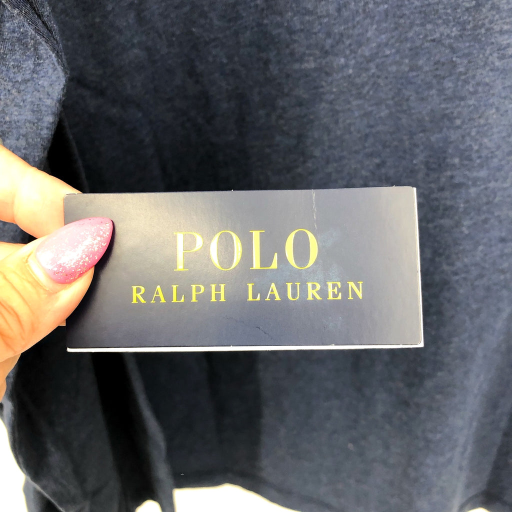 POLO RALPH LAUREN Mens Jersey Hoodie Tshirt Large Navy Blue Long Sleeve NWT