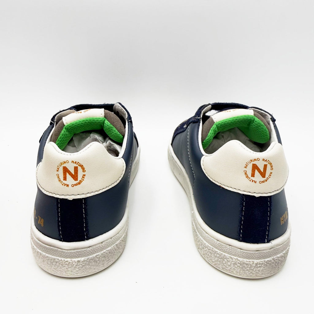 Naturino Boys Pinn VL Hook and Loop Sneakers Size 1.5 EU 32 Gray Navy Blue NIB