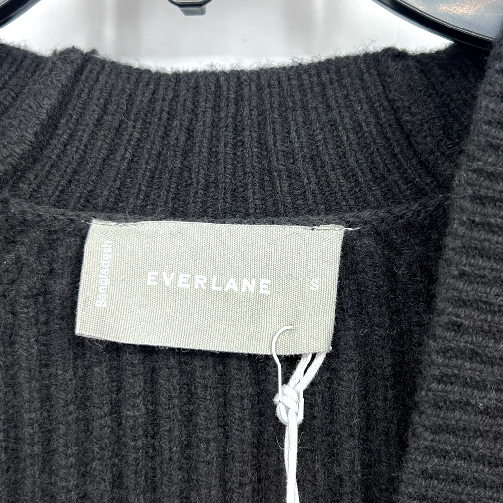 EVERLANE Women's The Long Cocoon Cardigan Small Black 100% Wool Sweater NWT