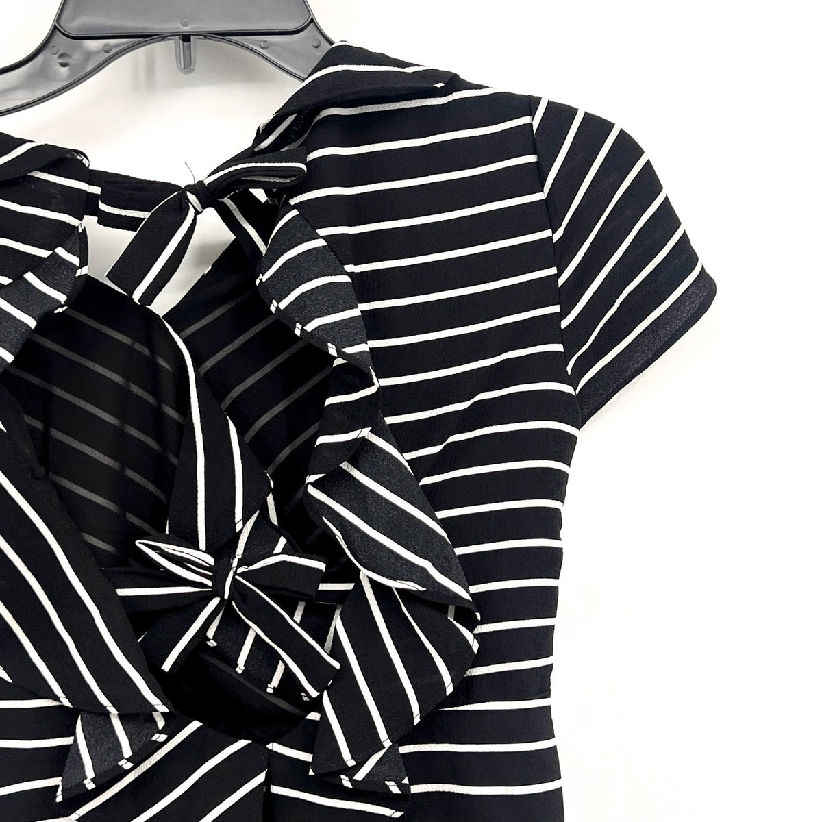 BARDOT Girl's Lola Open Back Dress Size 18 Black White Stripe NWT