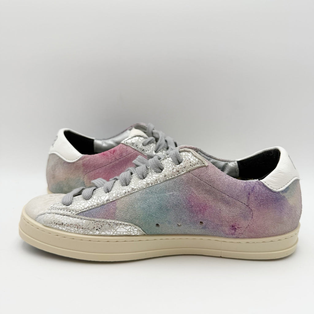 P448 Womens John Sneakers EU 35 US 5-5.5 Silver Purple Multicolor Leather NWOB