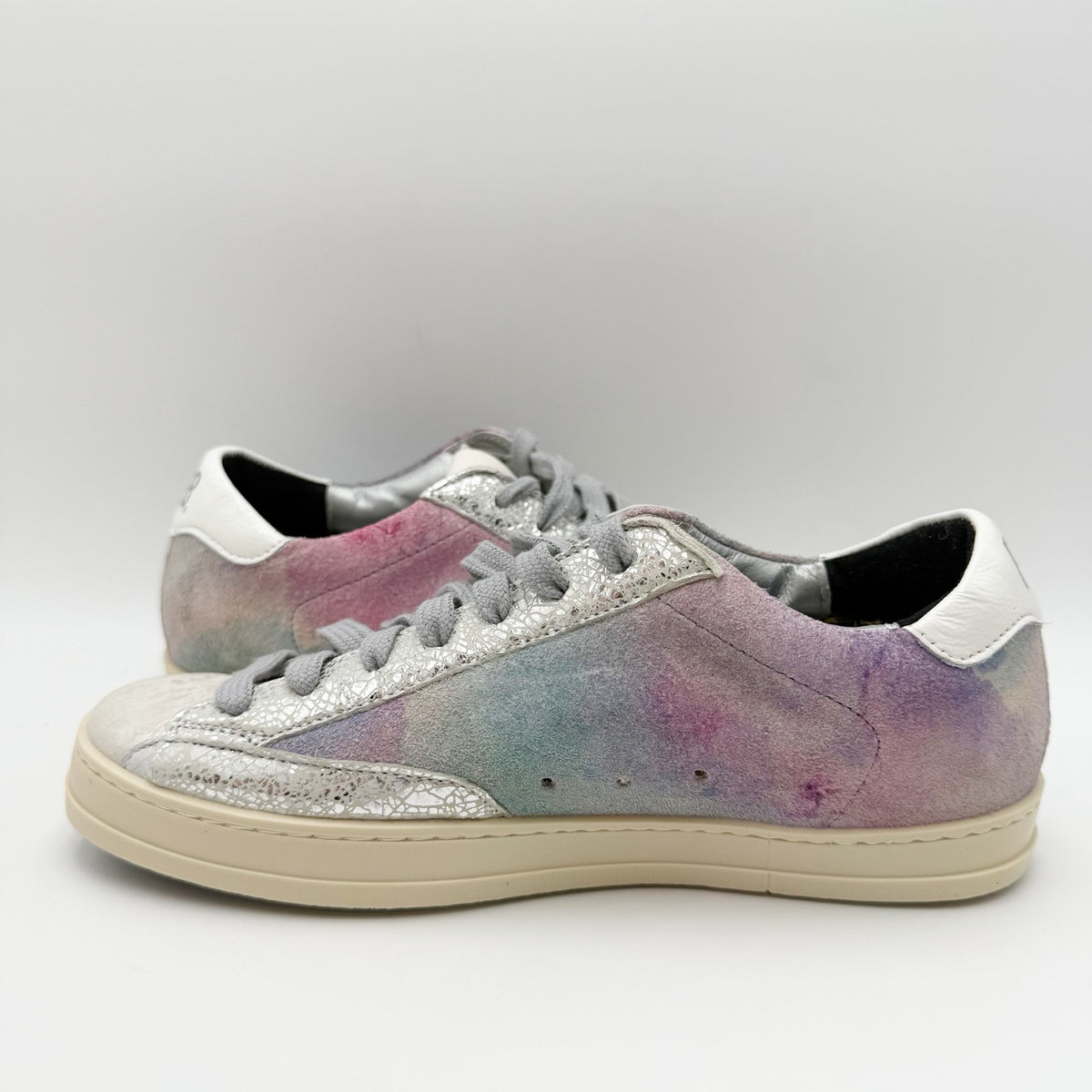 P448 Womens John Sneakers EU 35 US 5-5.5 Silver Purple Multicolor Leather NWOB