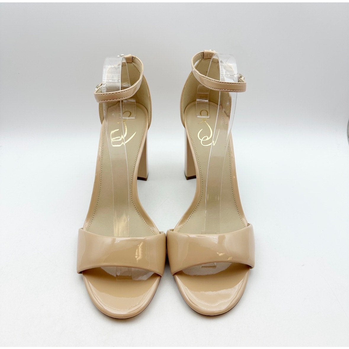Sam Edelman Womens Robyn Heels Size 11 M Beige Patent Leather Ankle Strap NWOB