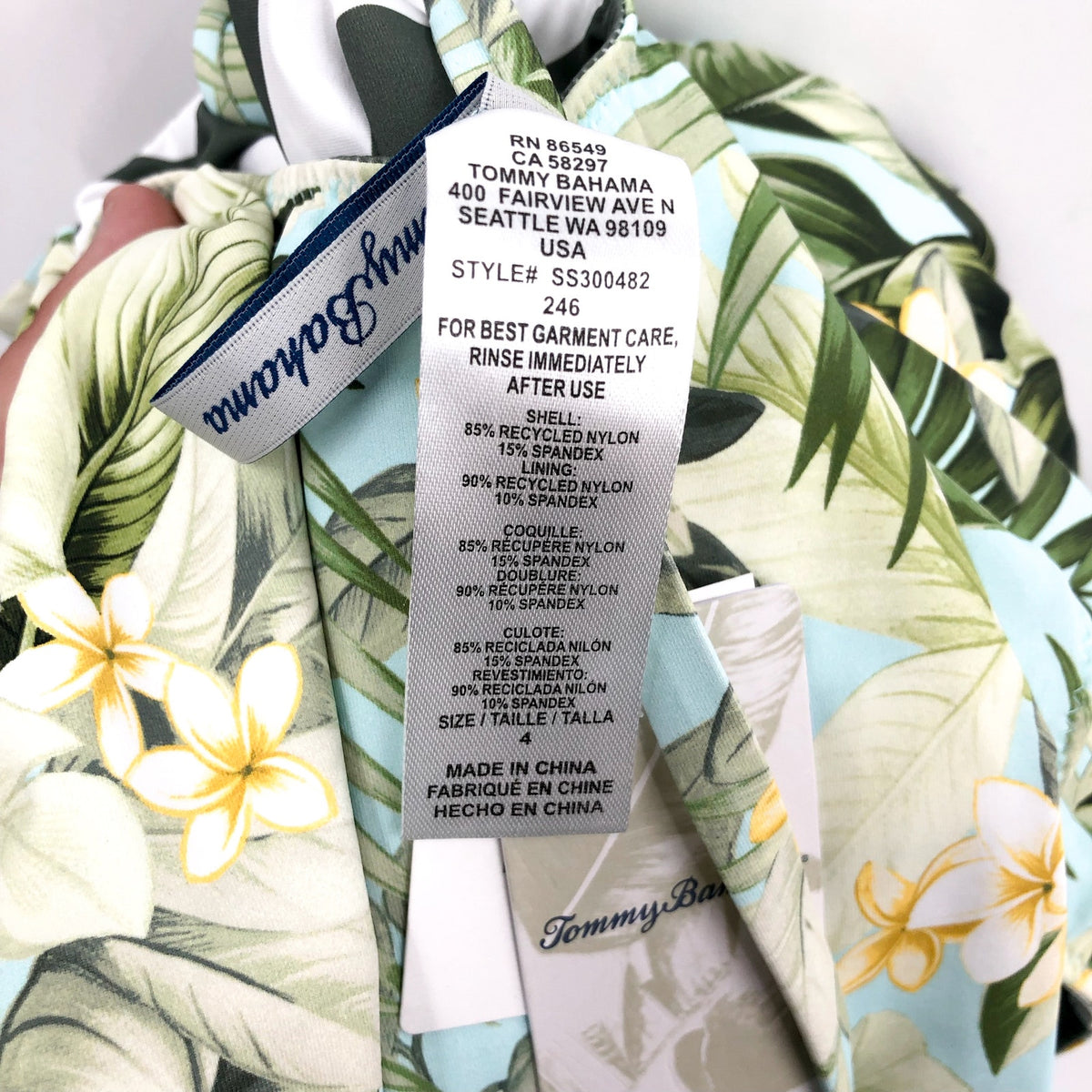 TOMMY BAHAMA Paradise Frond Reversible One-Piece Swimsuit Size 4 Green White NWT