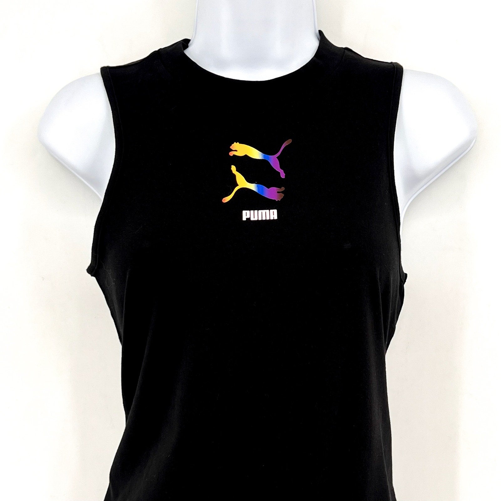 PUMA Women's Sleeveless Pride Bodysuit Large Black Multicolor Round Neck NWOT