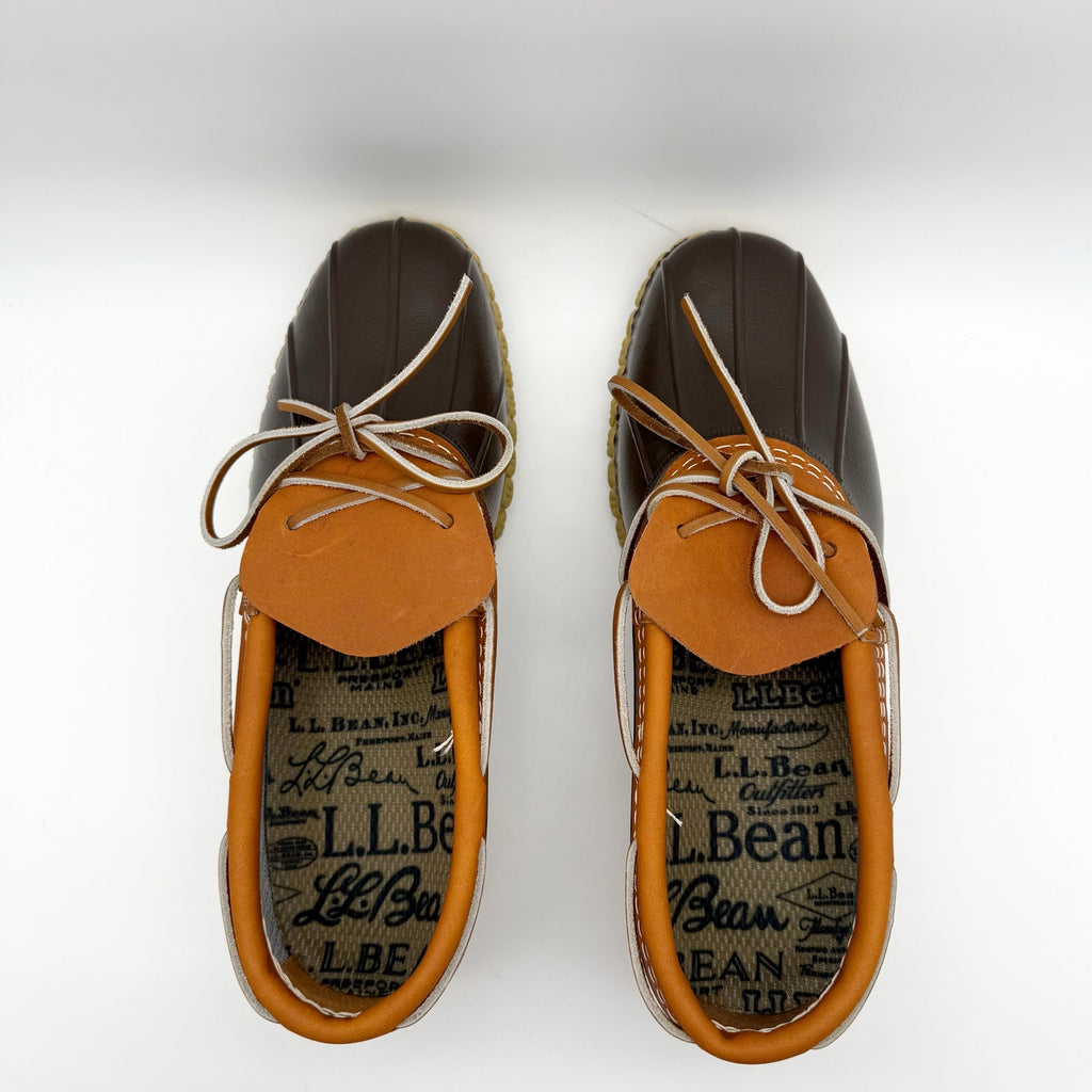 L.L.Bean Mens Rubber Moc Boots Size 10.5 M Brown Rubber Leather Waterproof NWOB