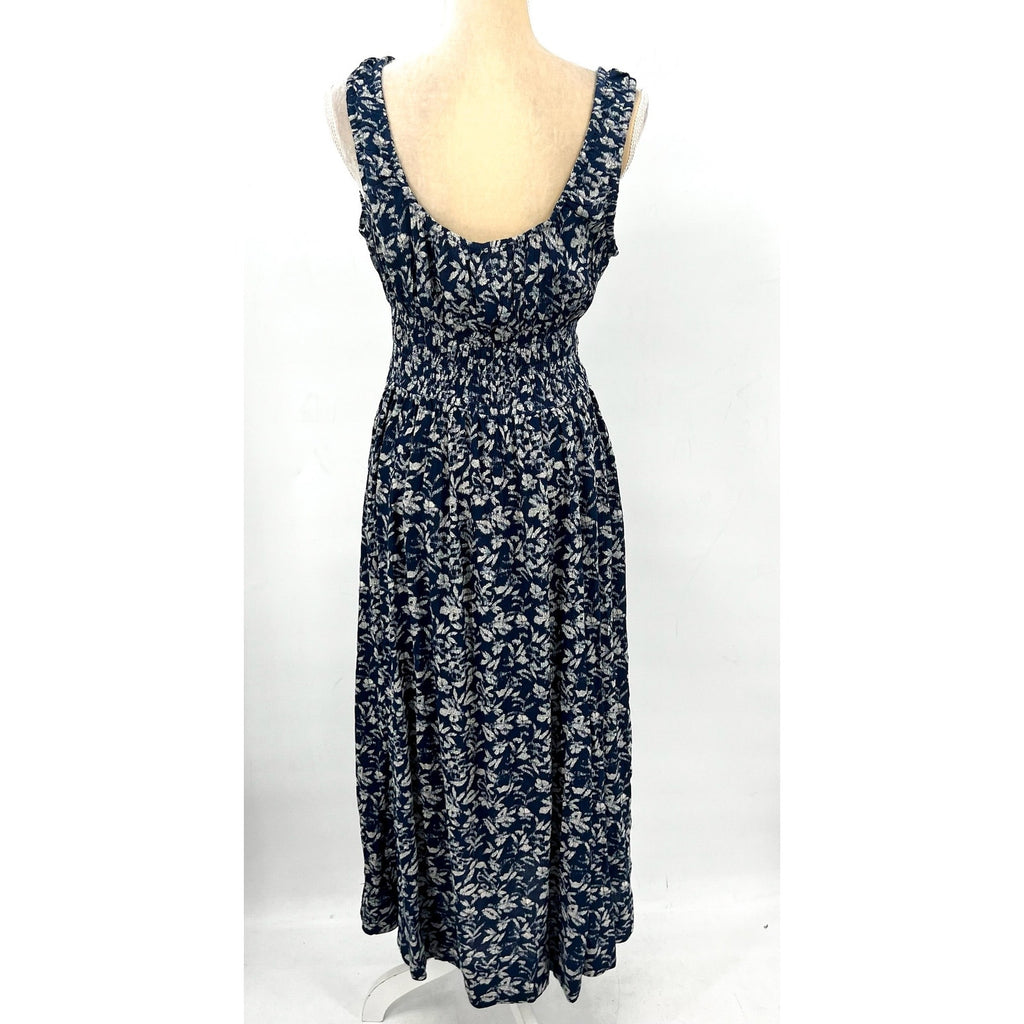 FAHERTY Women's Sunseeker Dress XL Blue White Juniper Ikat Floral Sleeveless NWT