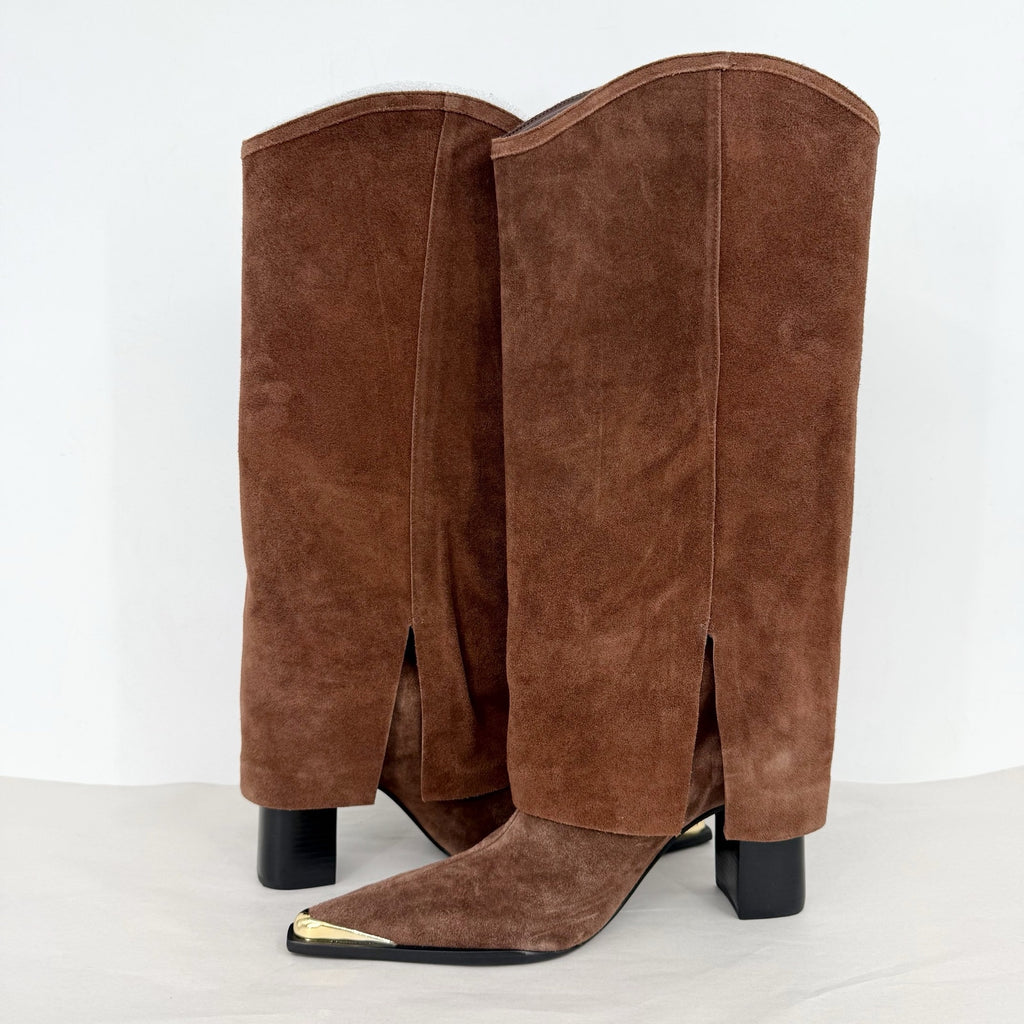 SCHUTZ Womens Raffaela Up Cloak Knee High Boots US 9 M Root Brown Suede NWOB