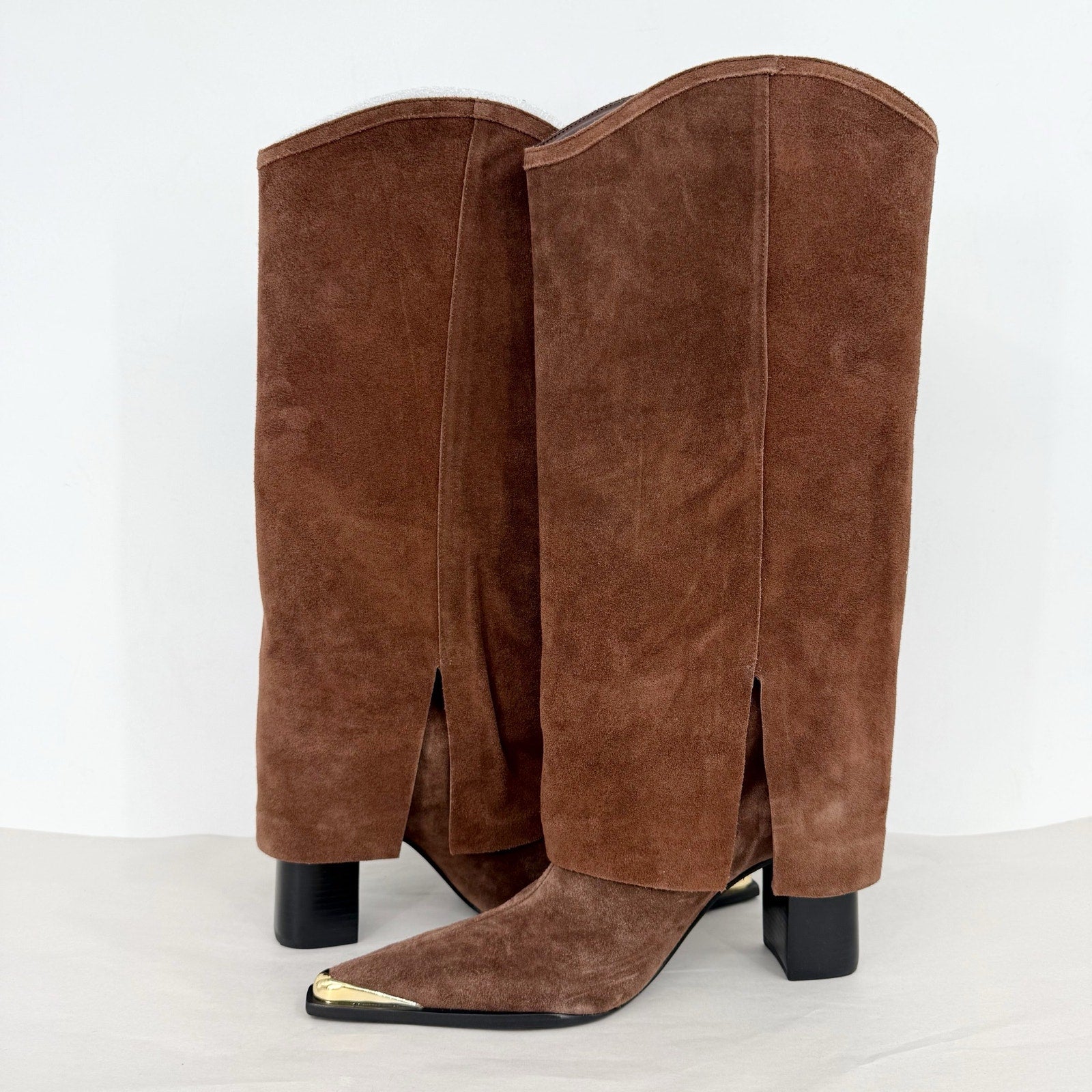SCHUTZ Womens Raffaela Up Cloak Knee High Boots US 9 M Root Brown Suede NWOB