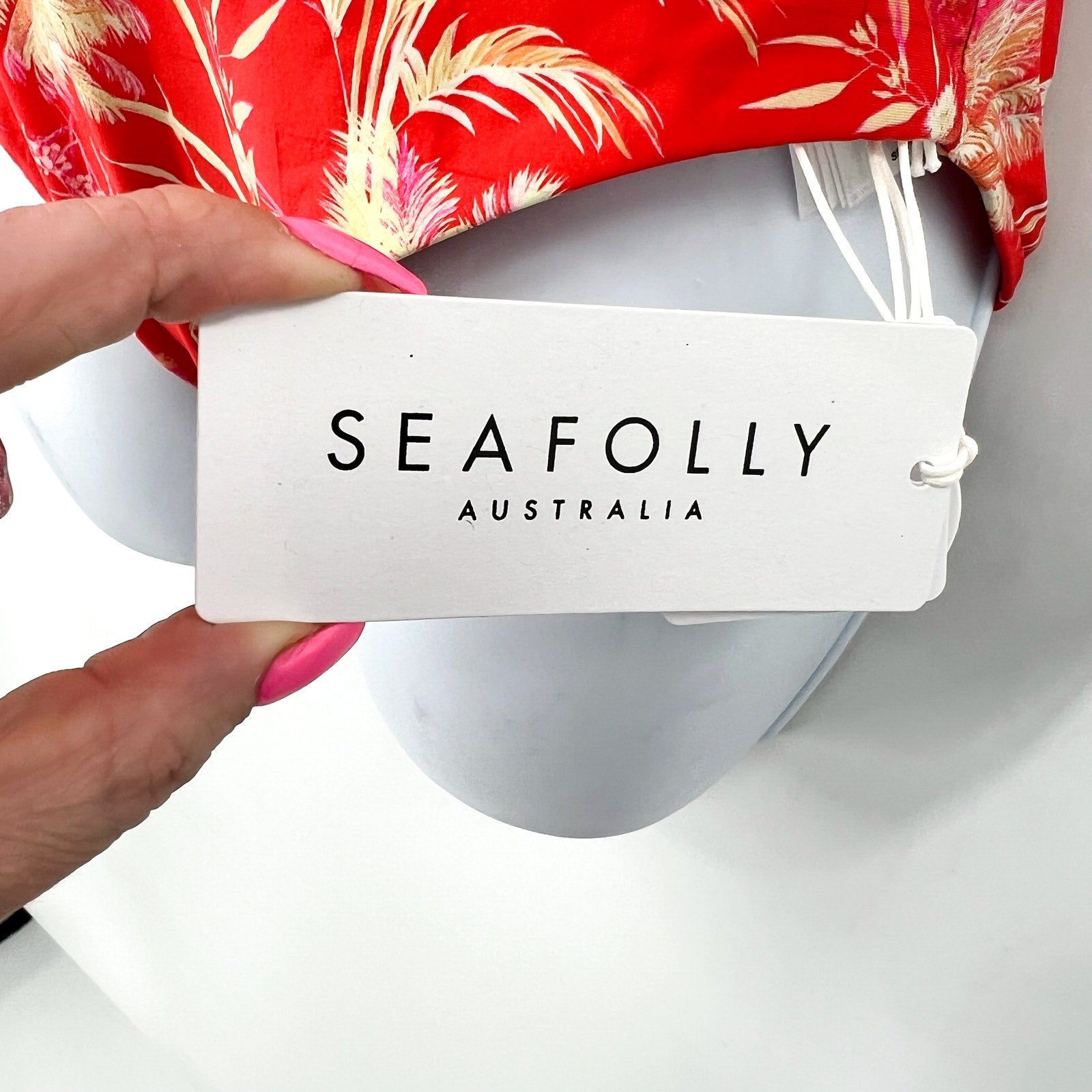 SEAFOLLY Marbella One Piece Swimsuit Size 8 Red Flame Gold Floral Print NWT