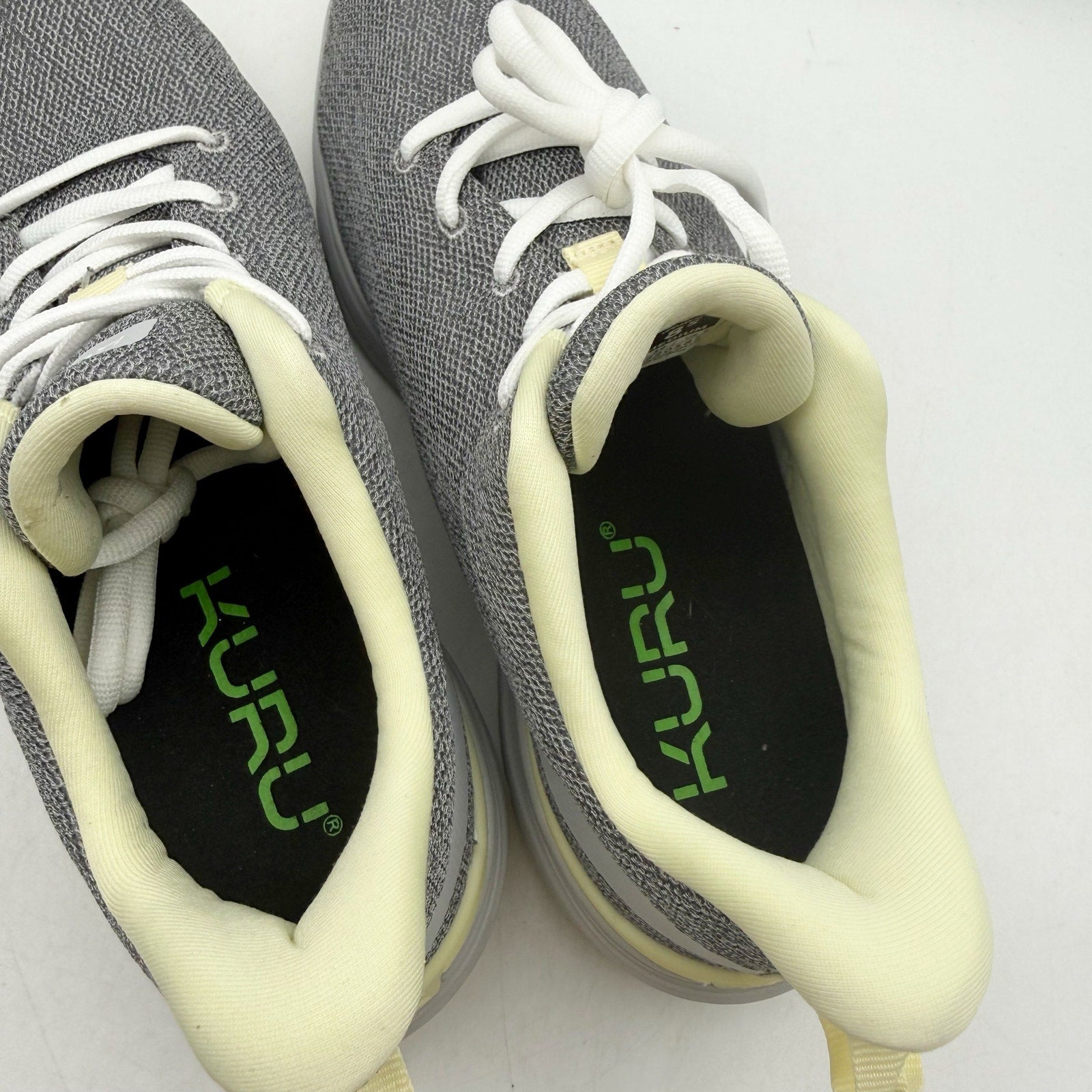 KURU Womens Flex Via Sneakers 8.5 M Dove Gray Pale Lime Athletic Shoes NWOB