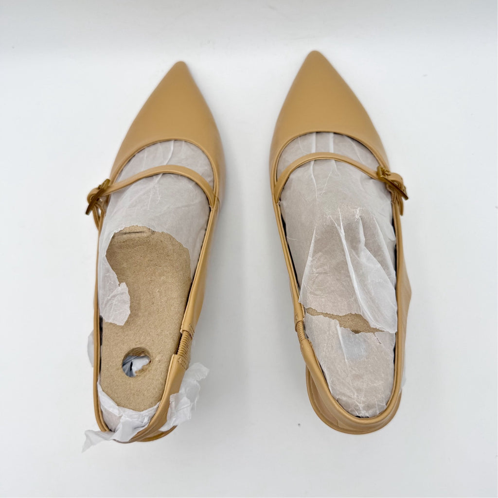 Franco Sarto Womens Khloe Slingback Pumps Size 8 Nude Beige Patent Leather NWOB
