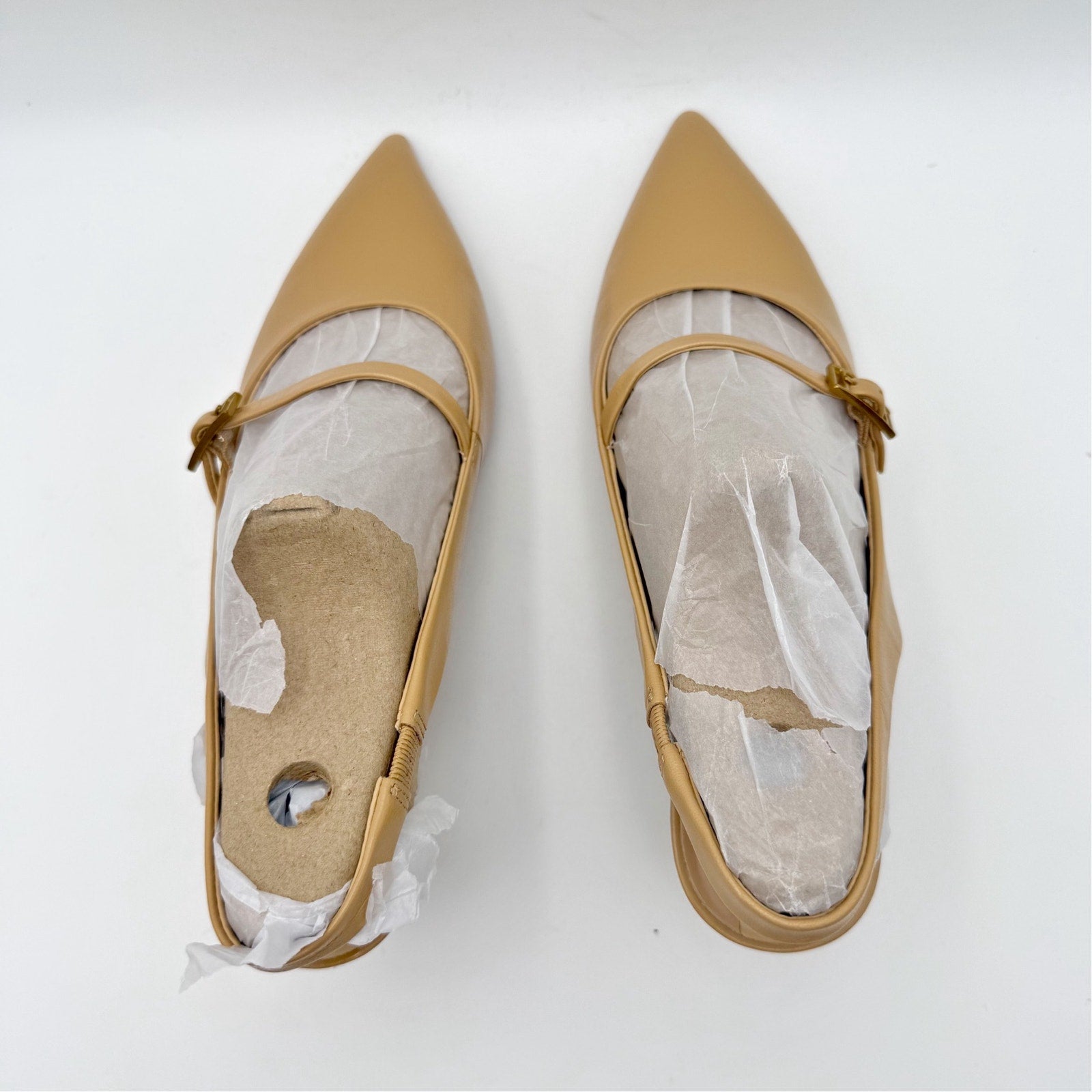 Franco Sarto Womens Khloe Slingback Pumps Size 8 Nude Beige Patent Leather NWOB