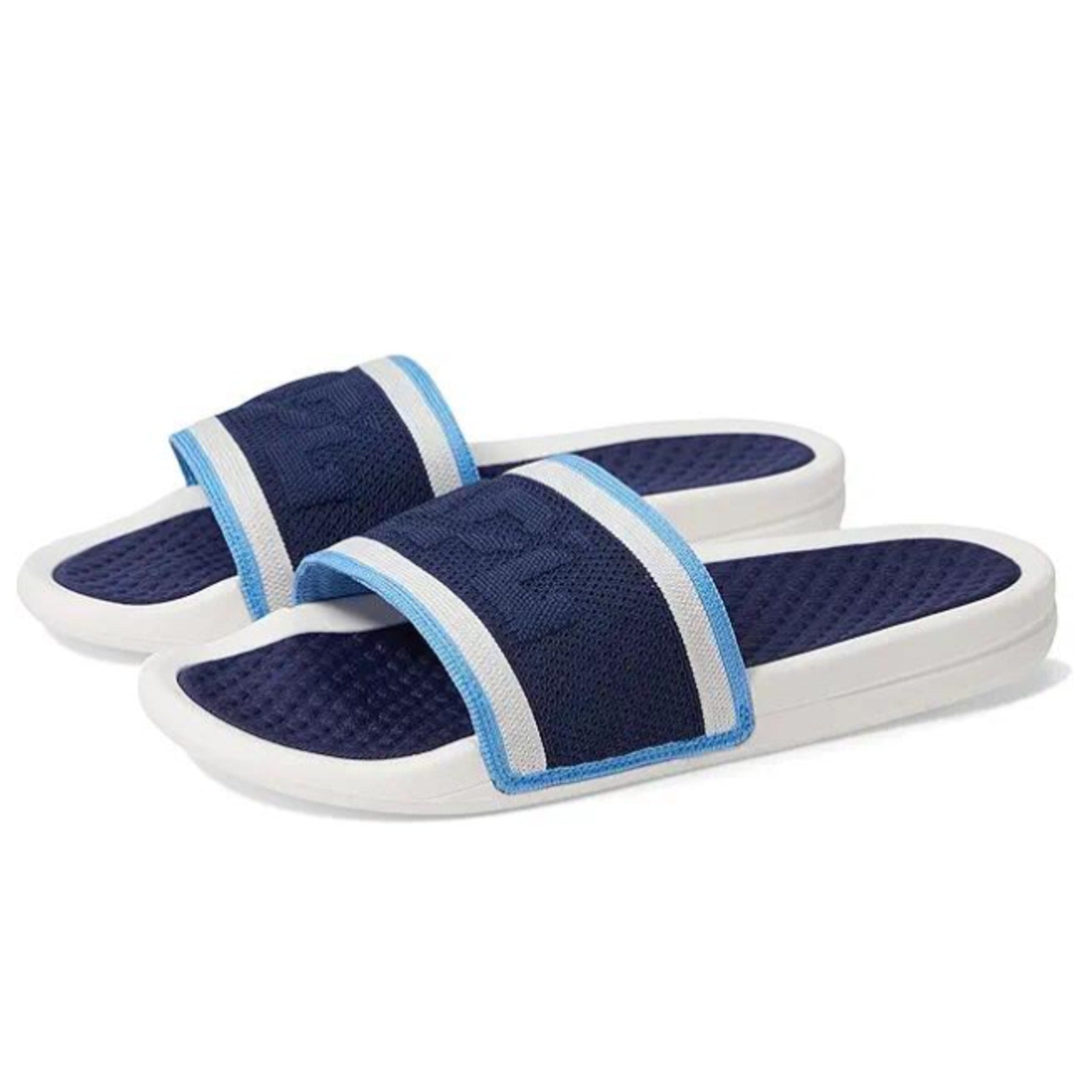 APL Mens Big Logo TechLoom Slide Sandals US 9 EU 42 White Blue Slip On NIB