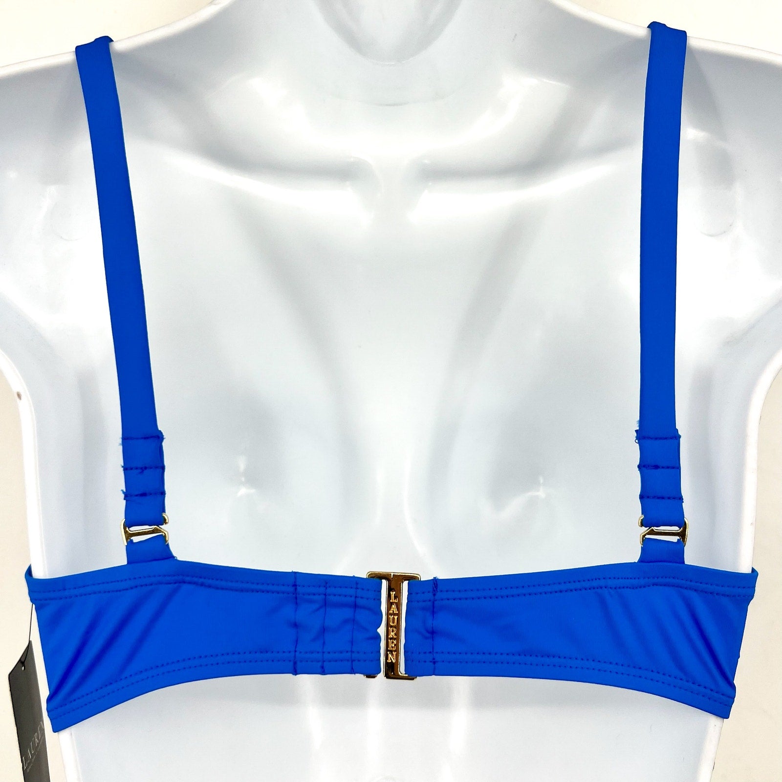 LAUREN RALPH LAUREN Women's Macrame-Ring Bikini Top Size 8 Electric Blue NWT