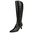 Naturalizer Womens Deesha Knee High Boot 6.5 M Wide Calf Black Croc Leather NWOB