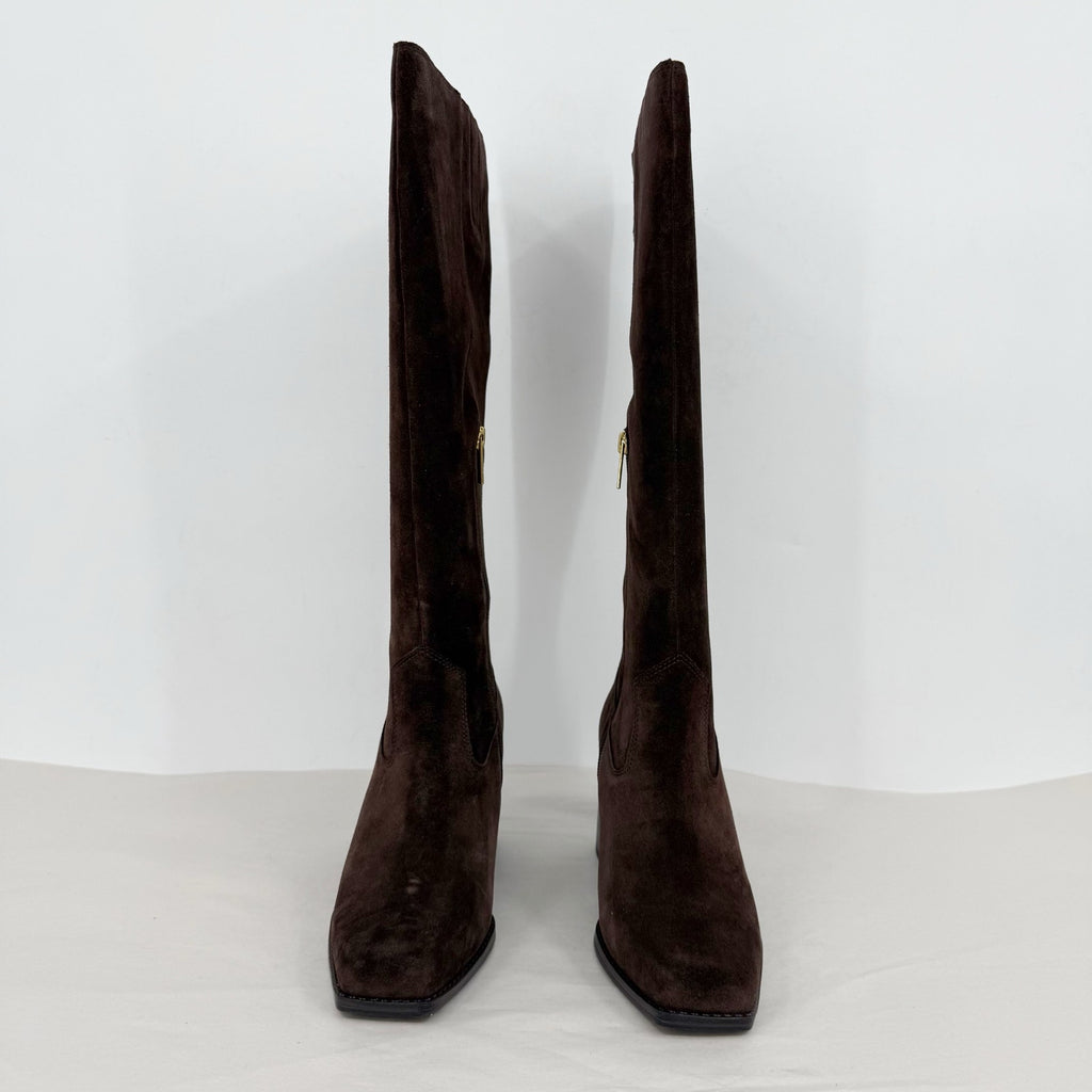 Vince Camuto Womens Sangeti Tall Heeled Boots US 7.5 Brownie Brown Suede NIB