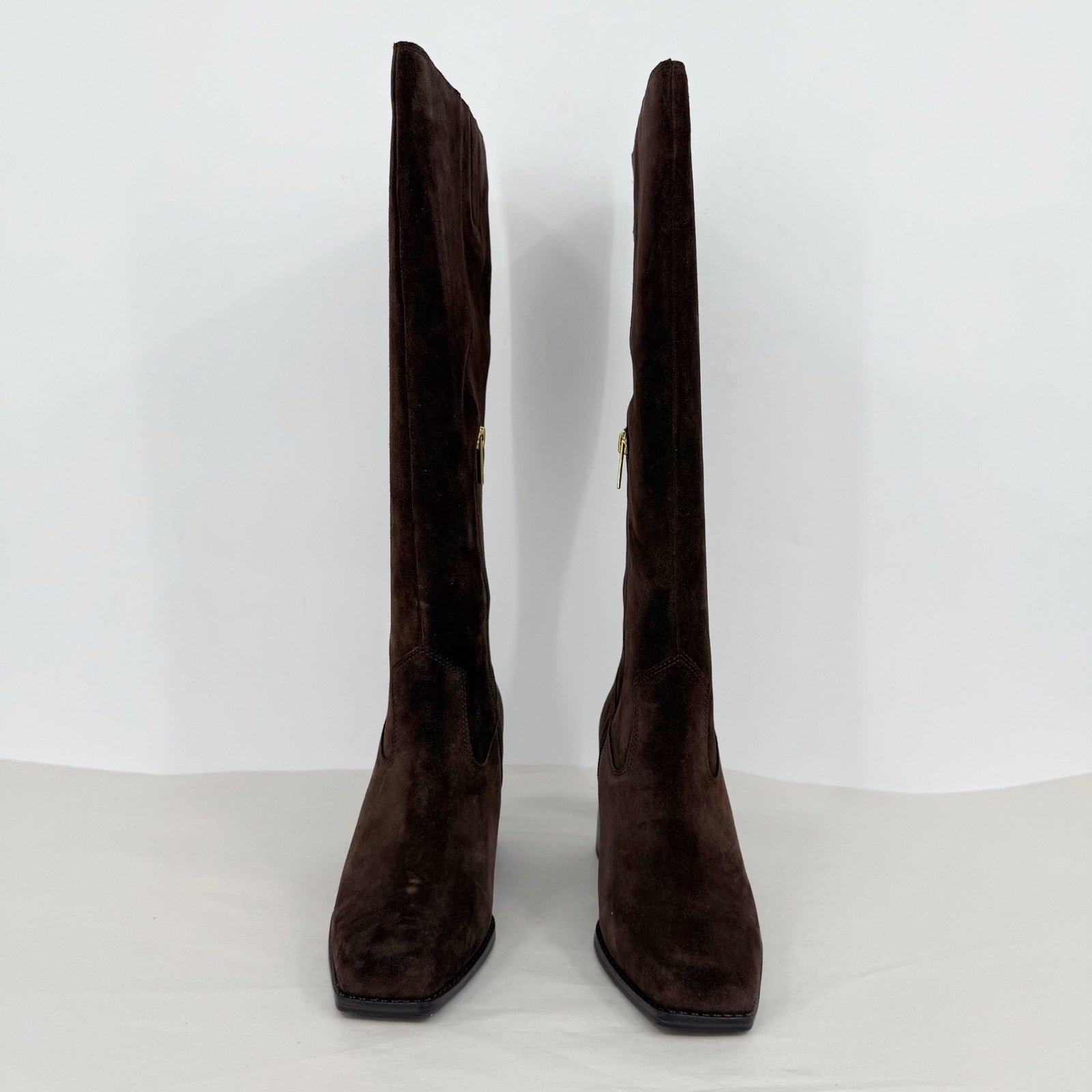 Vince Camuto Womens Sangeti Tall Heeled Boots US 7.5 Brownie Brown Suede NIB