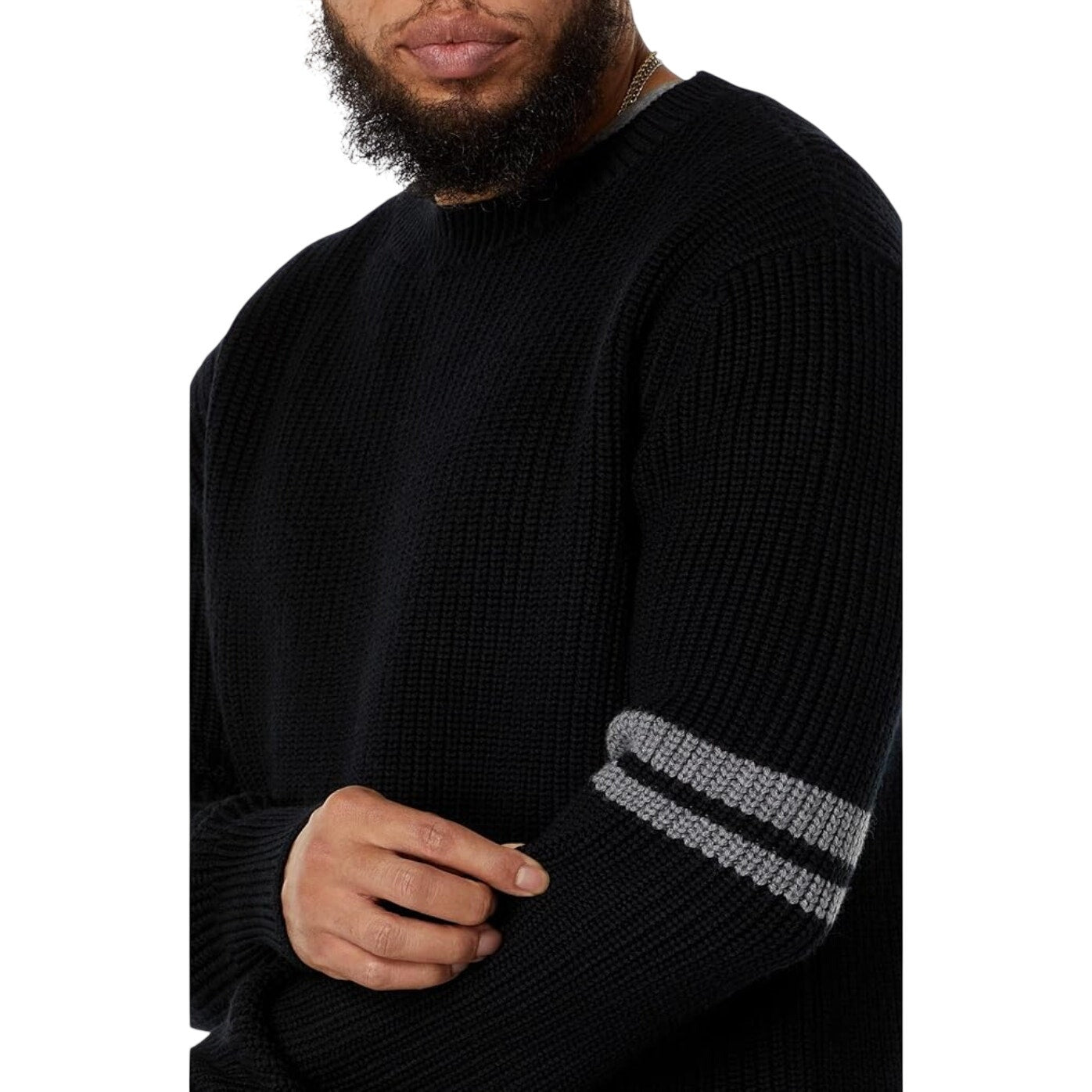 LABEL Men's Go-To Sweater XS Black Grey Merino Wool Knit Crewneck Pullover NWT