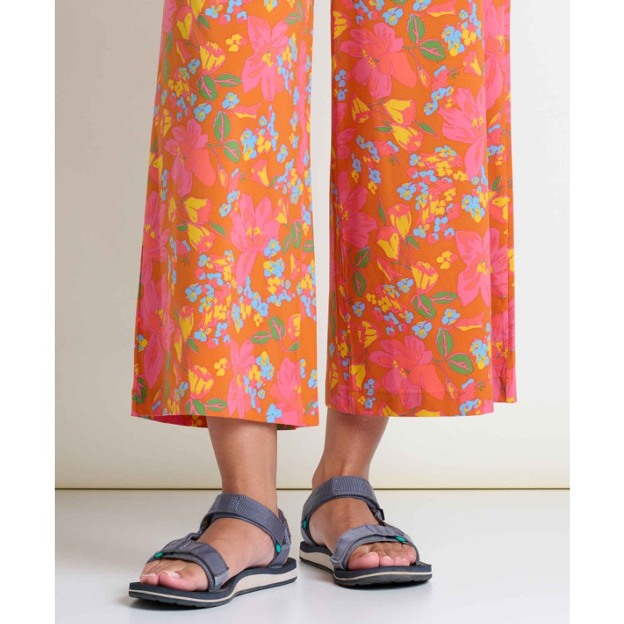 TOAD & CO Womens Sunkissed Wide Leg Pants Medium Red Persimmon Tulip Print NWT