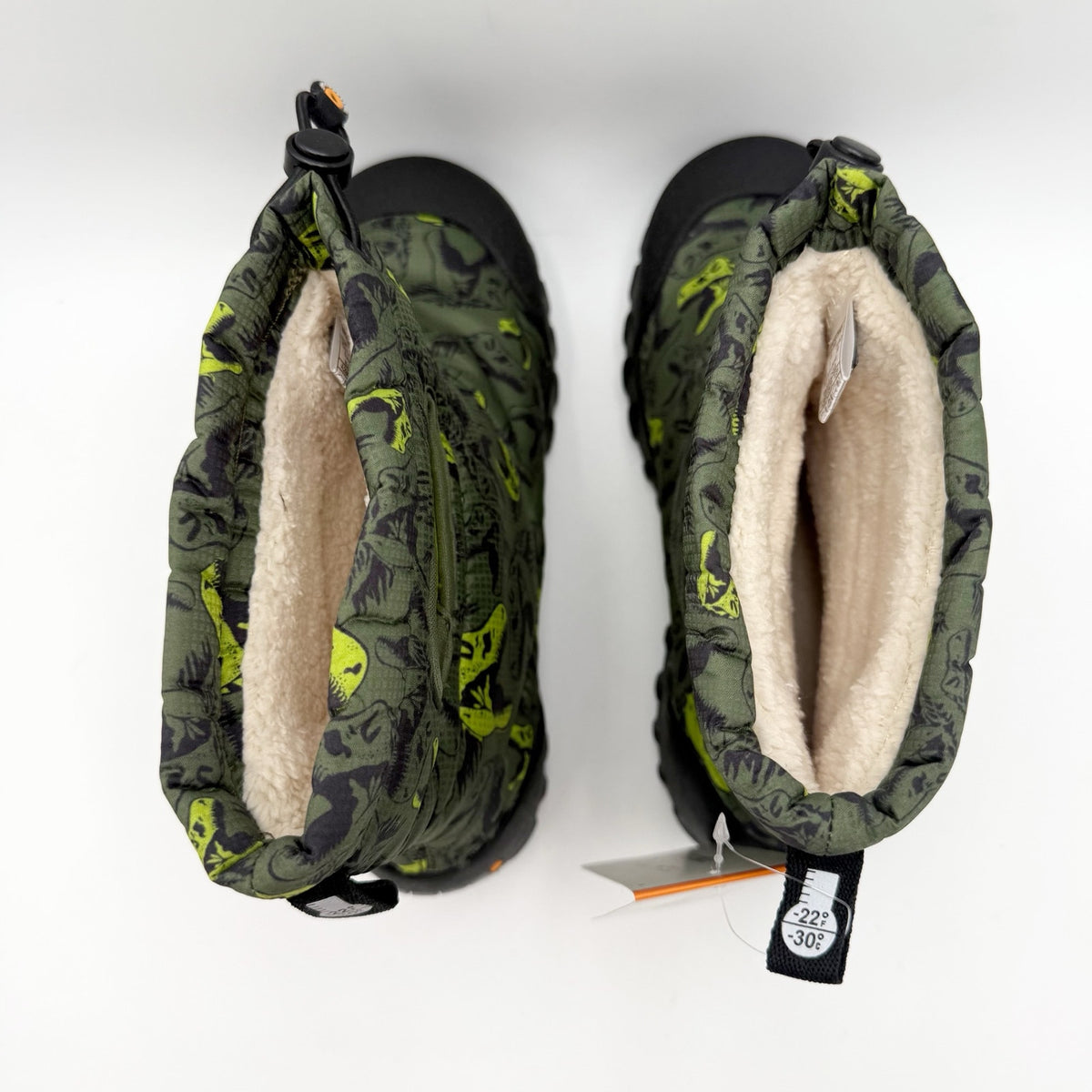 Bogs Big Kids B-Moc Snow Boots Size 5 Green Dinosaur Pattern Waterproof NWOB