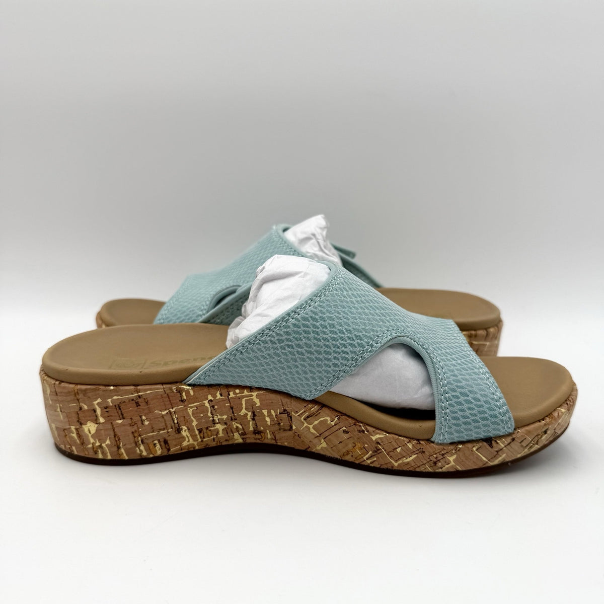 Spenco Womens Camille Wedge Sandals Size 7 B Blue NIB
