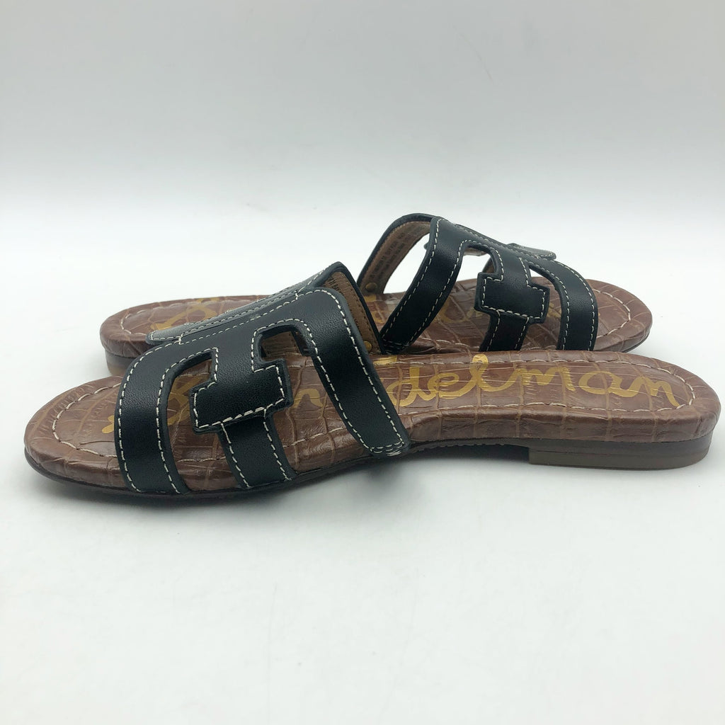 Sam Edelman Girls Bay Cut Out Slide Sandals US 13 M EU 31 Black Leather NIB