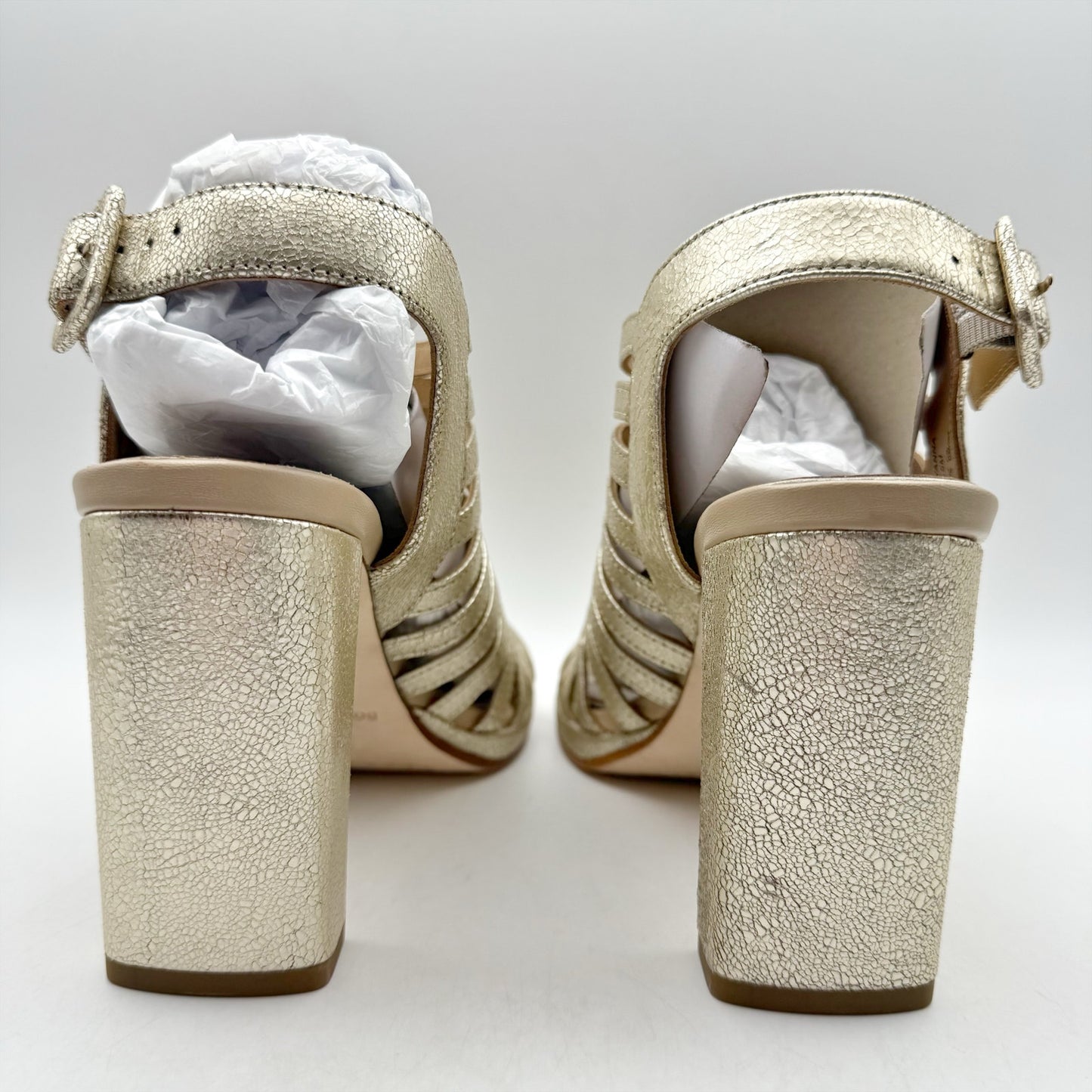 Donald Pliner Womens Sevanna Heeled Sandals US 8.5 M Gold Metallic Leather NIB