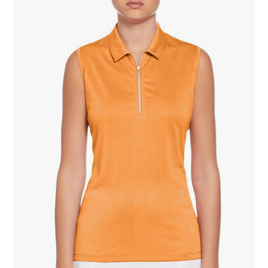 CALLAWAY Women's Quarter Zip Golf Polo Shirt XS Orange Sleeveless NWT