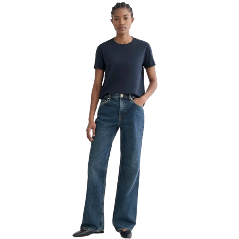EVERLANE Women's The Box-Cut Tee Small Navy Blue Essential Cotton Crewneck NWT