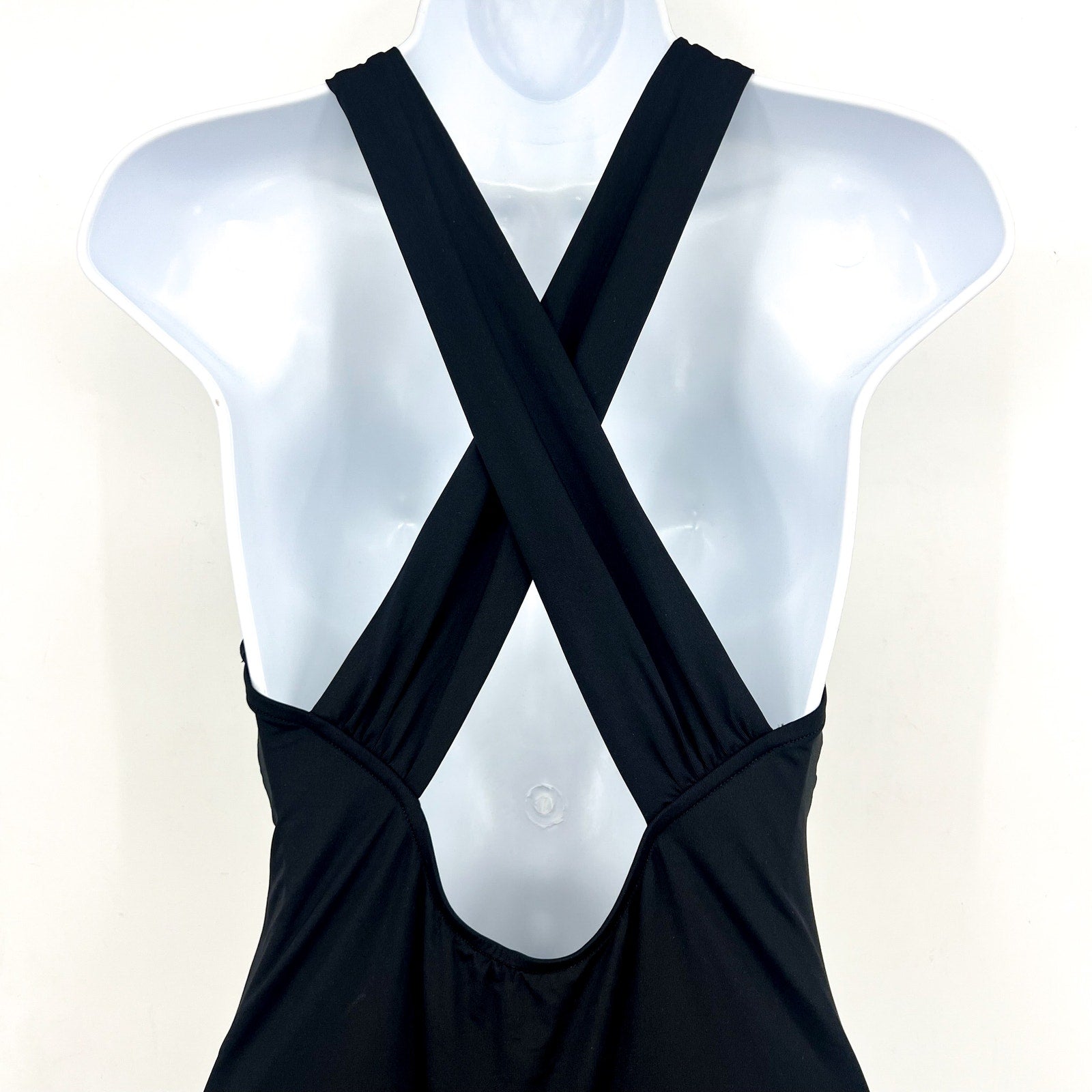 SEAFOLLY Collective Cross Back One Piece Swimsuit Size 8 Black High Neck NWT