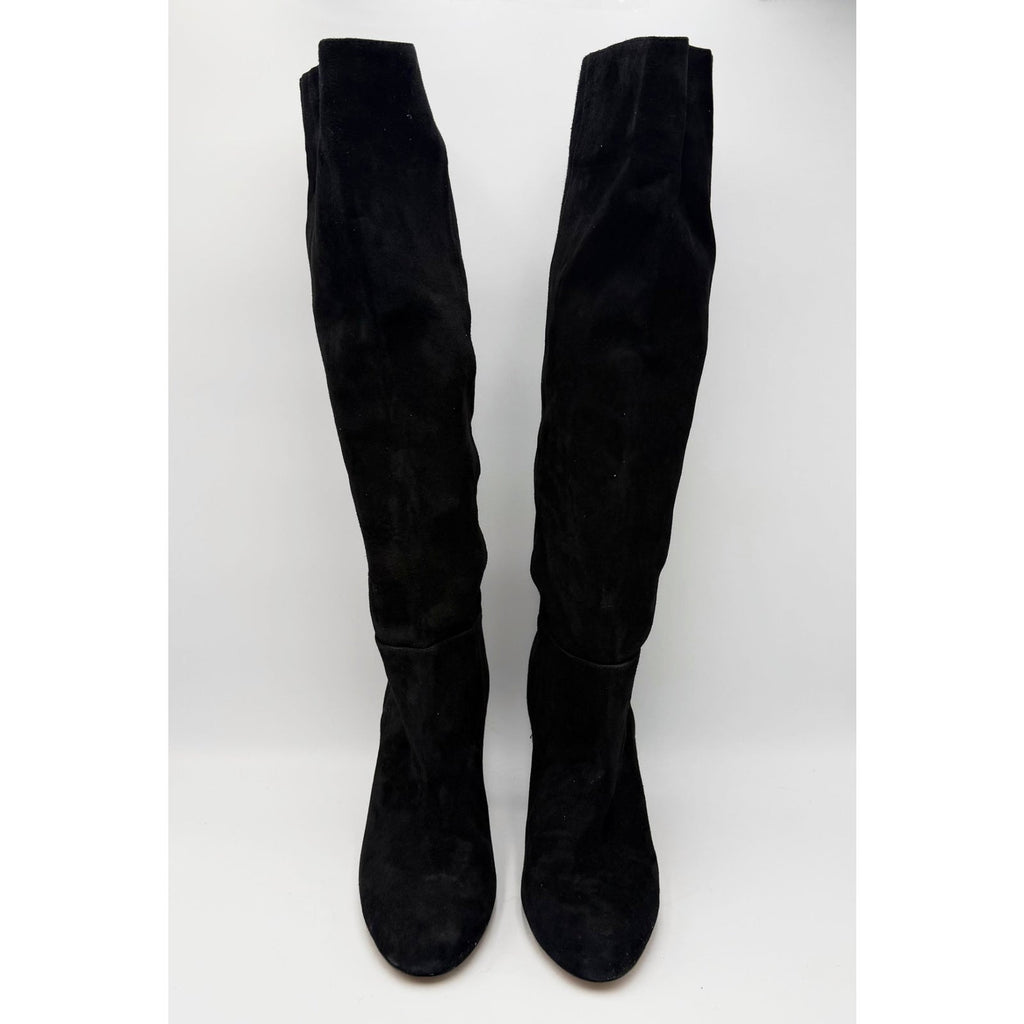 Sam Edelman Womens Caprice Heeled Knee High Boots Size 8.5 Black Suede NWOB