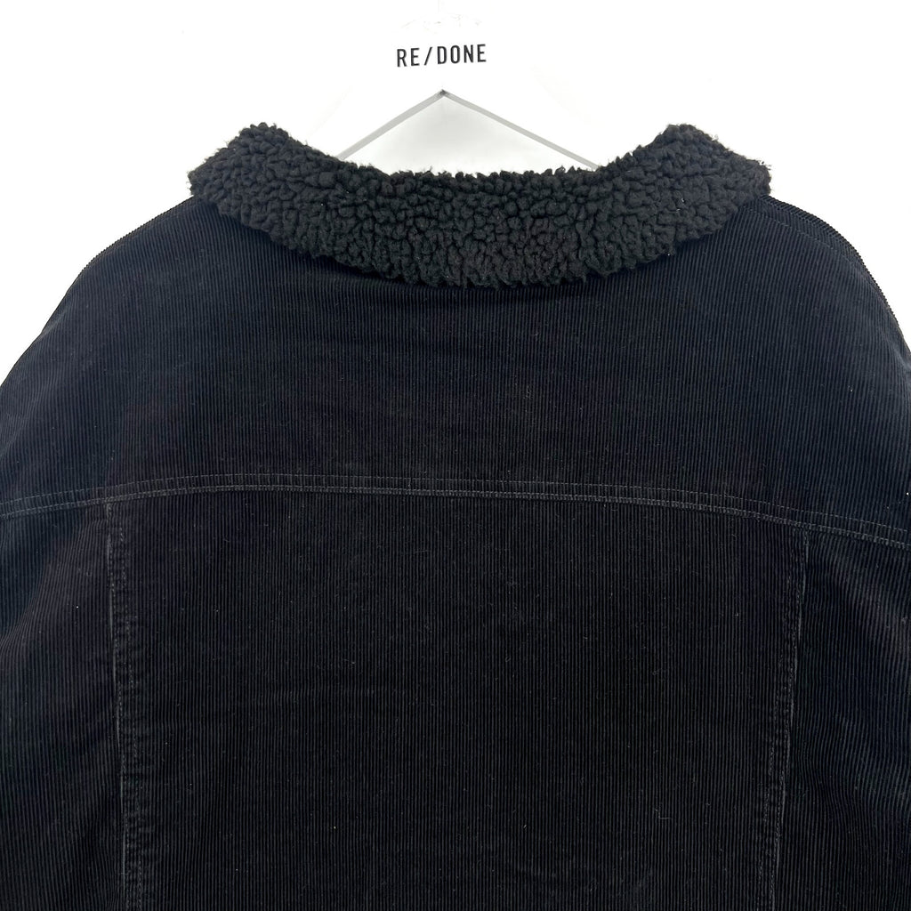 JOHNNY BIGG Men's Corduroy Sherpa Shacket Size 7XL Black Long Sleeve NWOT
