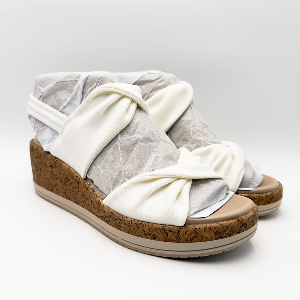 Bzees Womens Riley Slingback Wedge Sandals Size 8 Wide EU 38.5 White NIB
