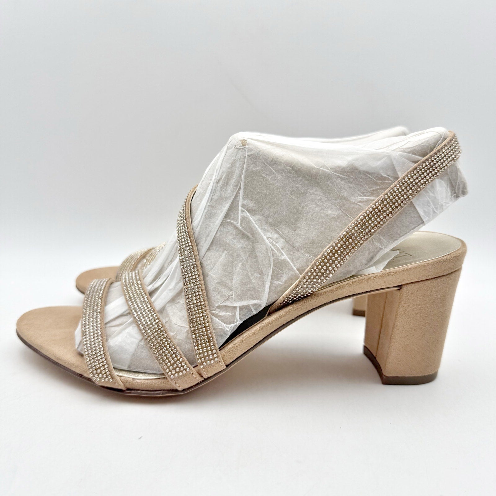 Naturalizer Womens Vanessa Heel US 8.5 M EU 38.5 Beige Suede Rhinestone NIB