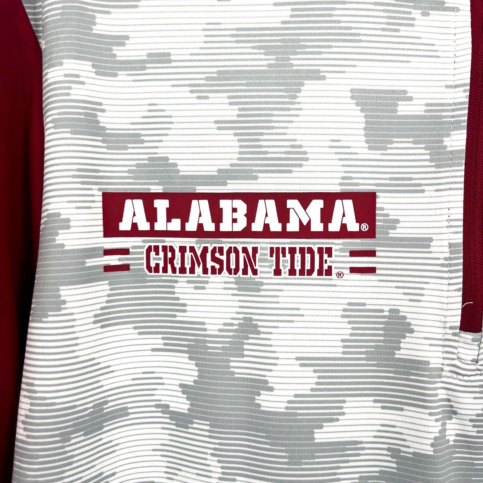 COLOSSEUM Camo Alabama Crimson Tide Quarter-Zip Windshirt Small Grey Red NWT