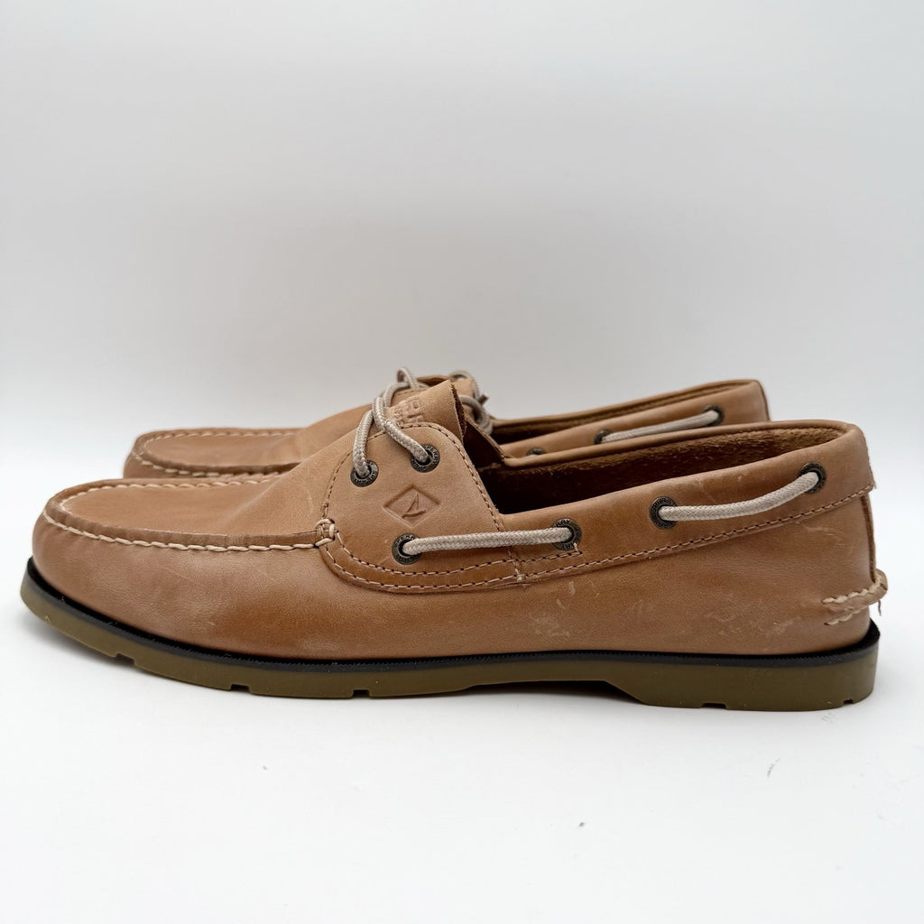 SPERRY Mens Leeward Boat Shoes Size 12 EU 45.5 Brown Leather NWOB