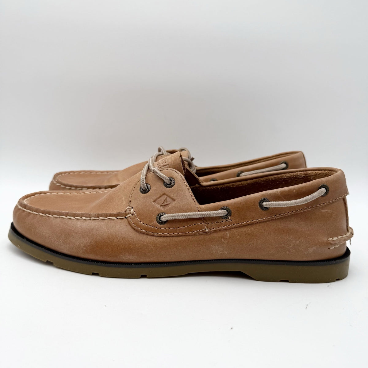 SPERRY Mens Leeward Boat Shoes Size 12 EU 45.5 Brown Leather NWOB