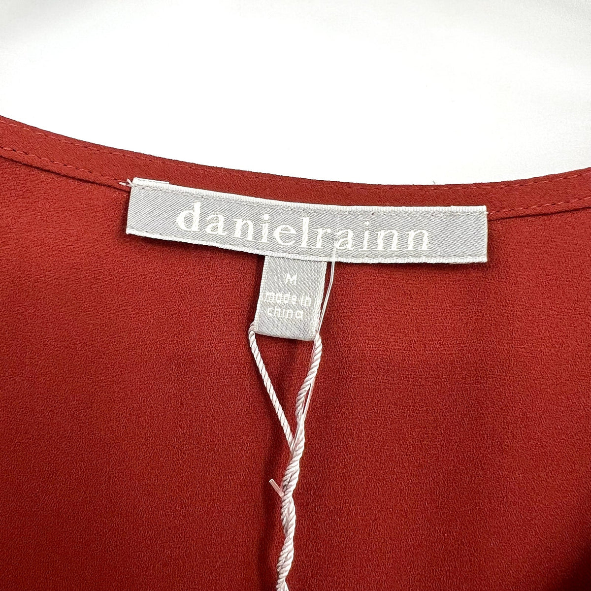 DANIEL RAINN Womens Pleated Palmer Blouse Medium Red Fired Brick Long Sleeve NWT