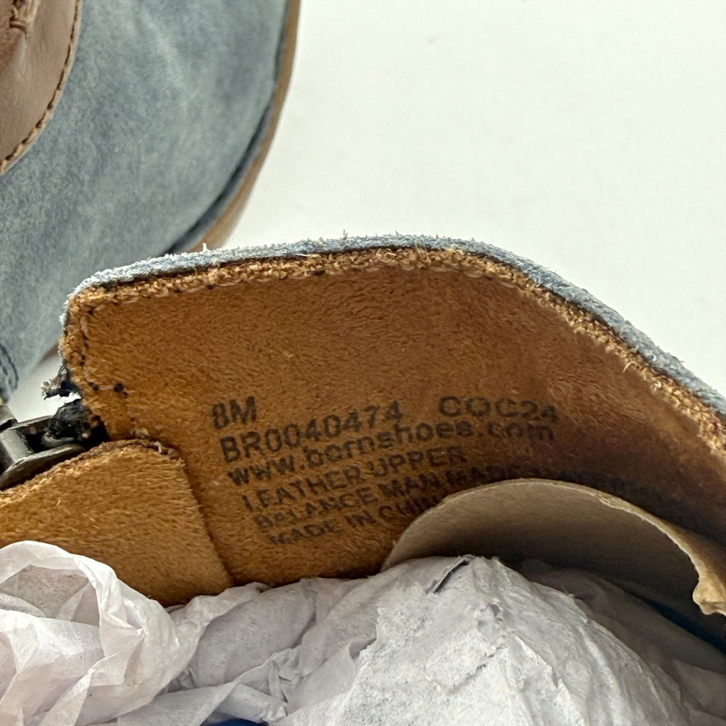 Born Womens Kati Ankle Booties US 8 M Blue Brown Leather NWOB