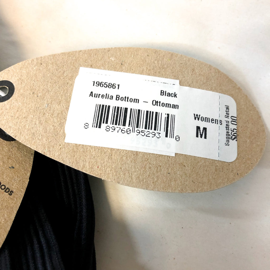 PRANA Women's Aurelia Bikini Bottom Medium Black Ottoman High Waist Swim NWT